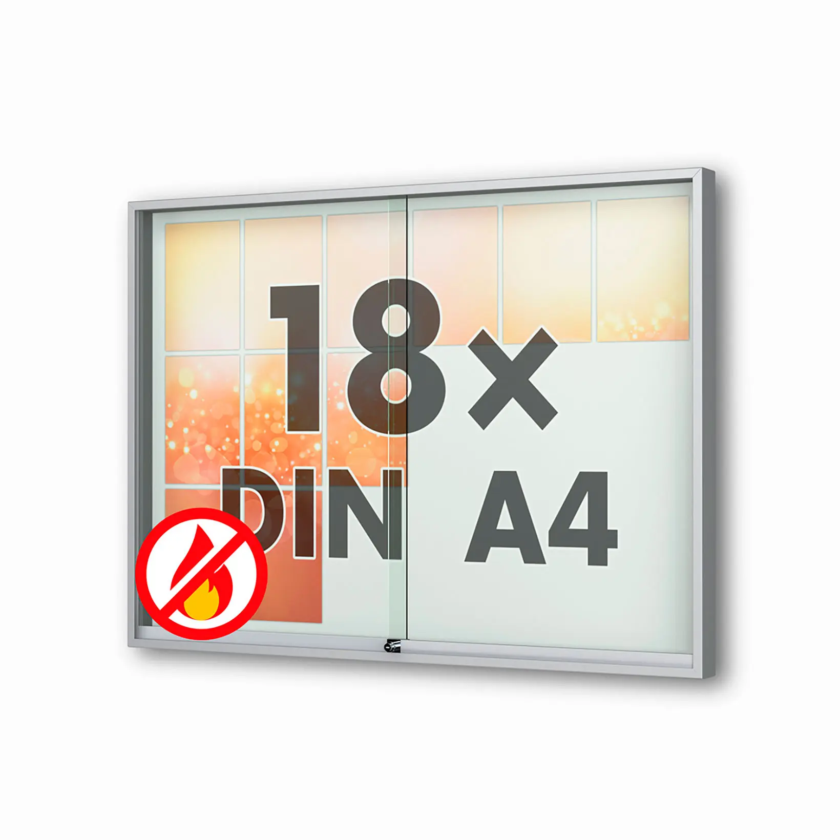 18 x DIN A4 Schaukasten Fortis mit Schiebetüren - 80 mm Bautiefe